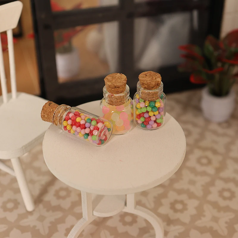 

2Pcs 1/12 Dollhouse Colored Candy Glass Jar Miniature Kitchen Food Pretend Play Toy For Dolls House Life Scene Decor Accessories