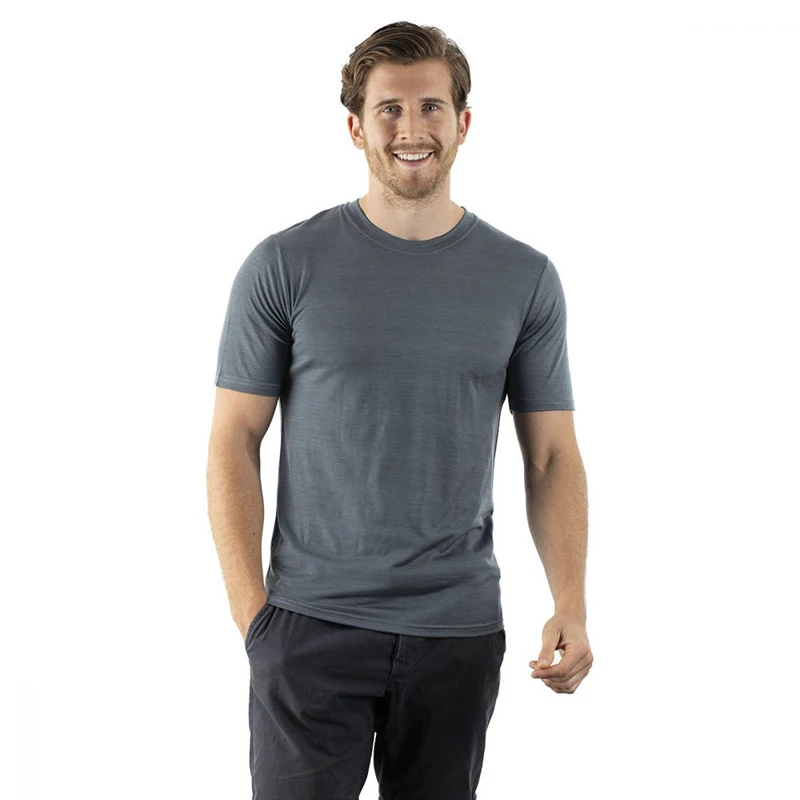 Merino Wool T Shirt Men's Base Layer Tee Men 180GSM Wicking Breathable Quick Dry Anti-Odor USA Size 4