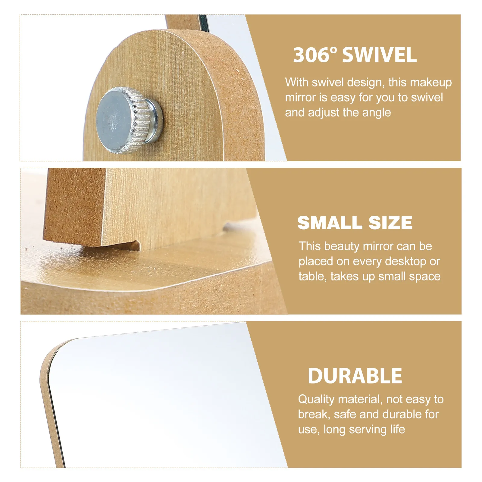 회전식 화장 거울 나무 스탠드 데스크탑 탁상 거울 (보석 가게, 화장대, 아침 화장, 면도용)