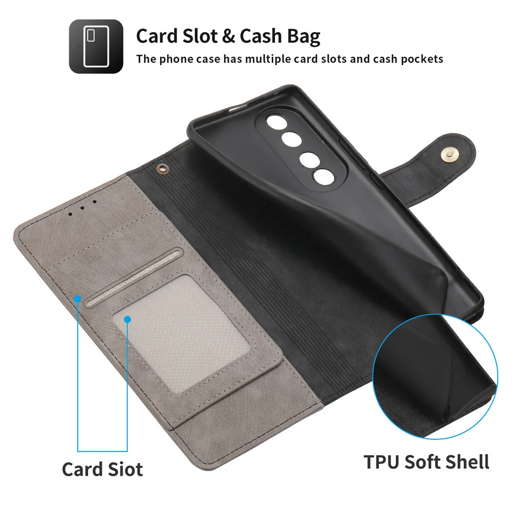 Premium Business Flip Leather Anti-Theft Brush Wallet Case