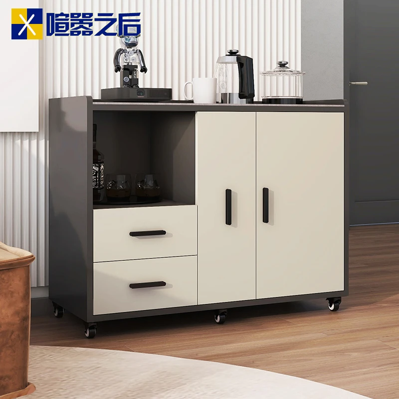 

HXL Stone Plate Tea Table Kettle Integrated Movable Tea Cabinet Tea Table Sofa Side Cabinet