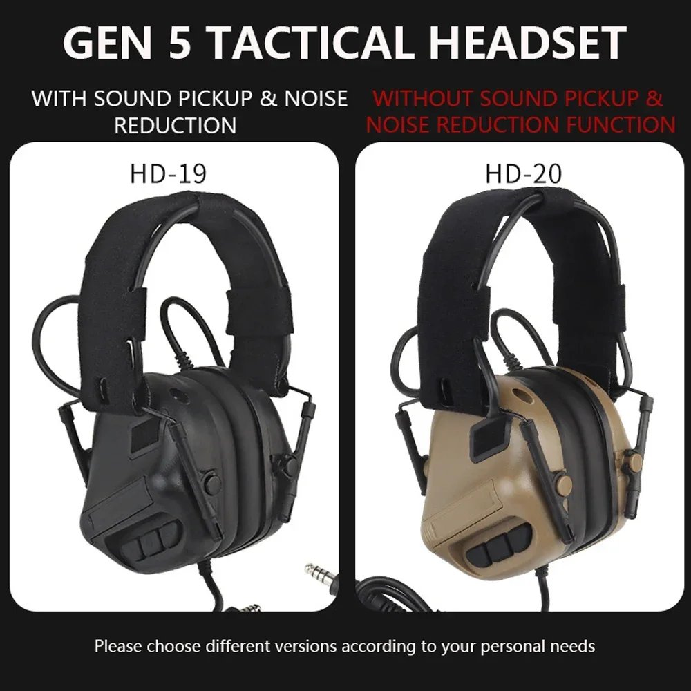 GEN 5 Tactical Headset Shooting Noise Reduction Headset for Helmet Head Mounted 2 in 1 OPS Core ARC and Team Wendy M-LOK