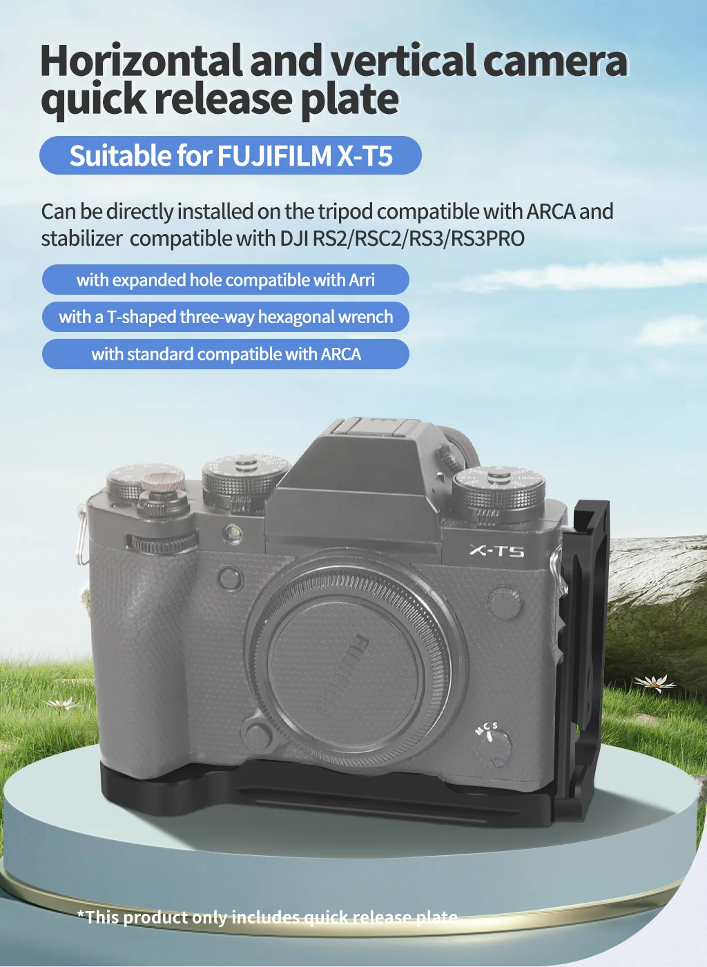 XT5 Käfig Rig Kamera Schutzhülle L-Form Griff Grip Quick Release Platte Halterung Vlog Stabilisator Verlängerung Kit Für Fuji X-T5 – Detail 32