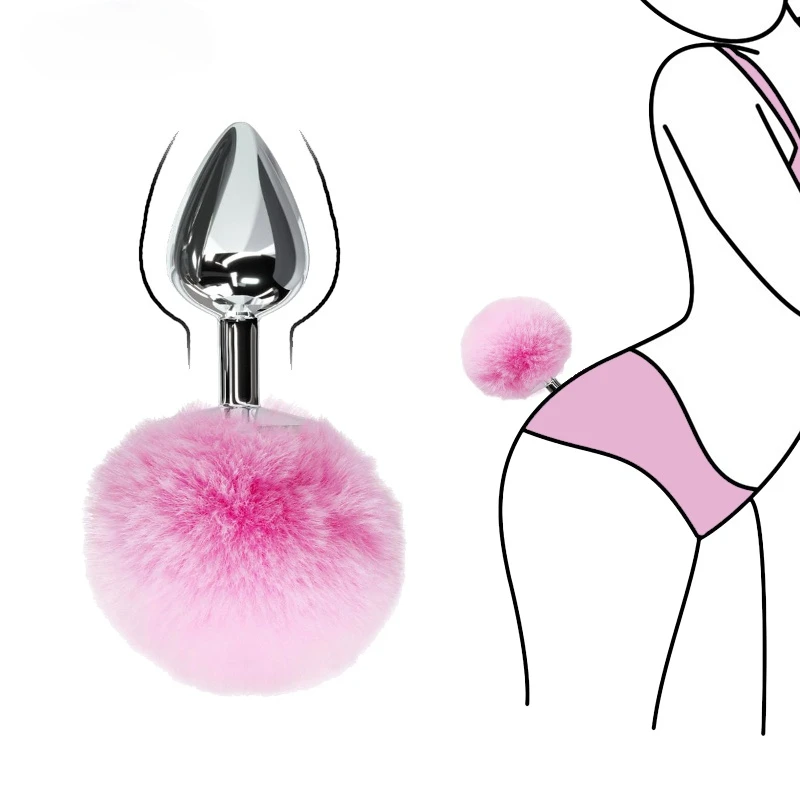 Metal Anal Plug With Plush Adult Role Play Bunny Girl Rabbit Tail Accessories Anal Stimulate Stopper Anus Massager For Women Men - Anal Plug  pic