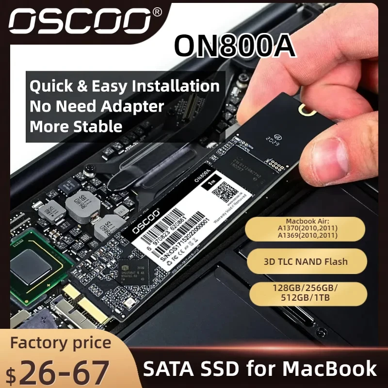 Oscoo-unidade de Estado Sólido para Mac Ssd para Apple Macbook Air A1370 A1369 2010 2011 Emc 2393 2471 2392 1369 128gb 256gb 512gb 1tb