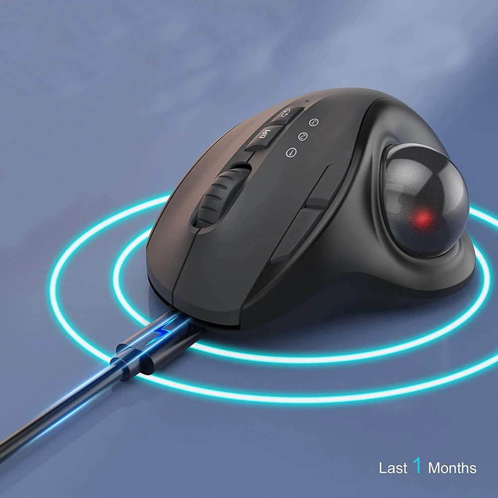 Rato sem Fio do Trackball de Bluetooth 2.4g Rgb Ratos Rollerball Recarregável Ergonômico com Dpi Ajustável