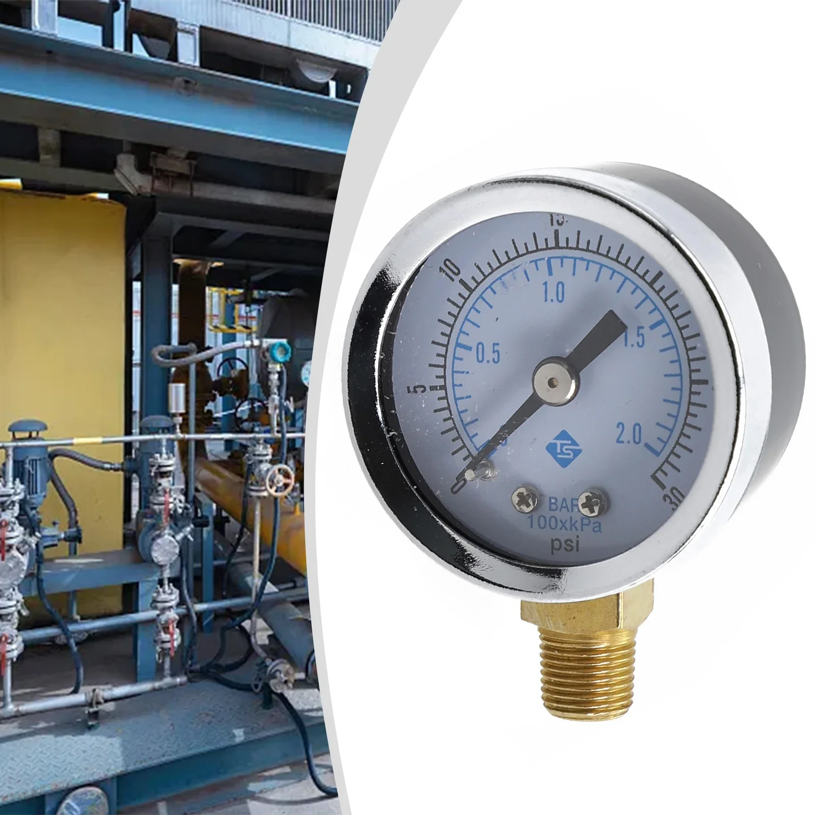 1pc Pressure Gauge Low Pressure For Fuel Air Oil Gas Water Oil Gas Measurement 0-30psi 0-2bar Compressor Instrument Accessories