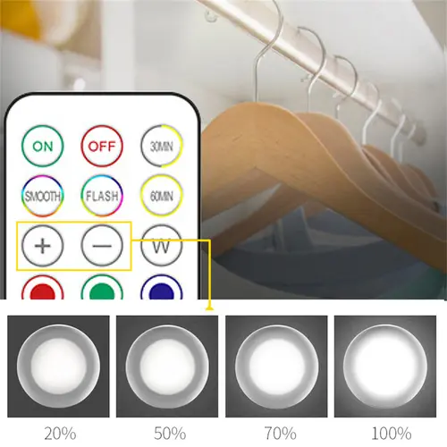 RGB LED Under Cabinet Lights with Remote Control Battery Powered Wireless Dimmable Night Lamp LED Lights for Home Wardrobe Light - Image 3
