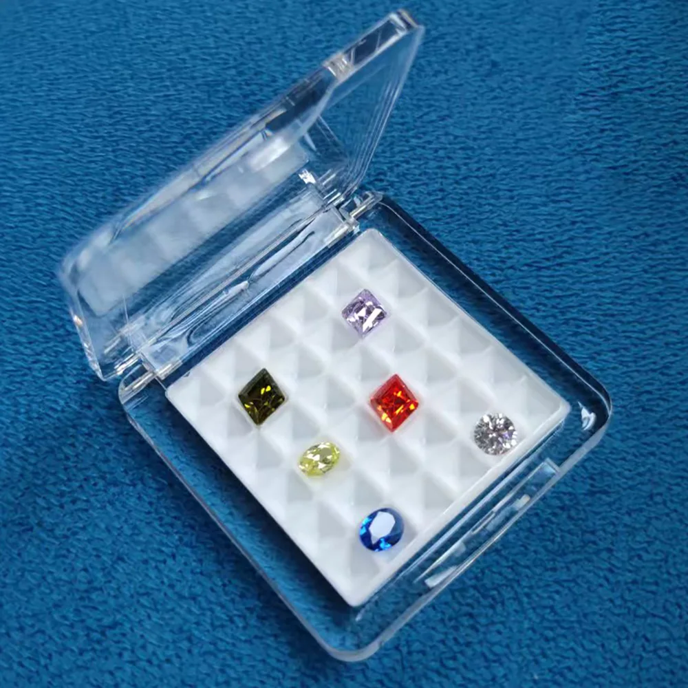 White 3-7mm Diamond Storage Box Clear Gemstone Jewelry Display Organizer Case Show Store 36Grids Bare Stone Packaging Cover Tray