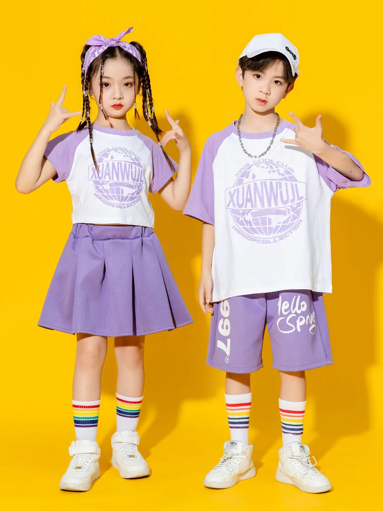 

Fashion Children Hip Hop Skirt T Shirt Shorts Costumes Dancewear Street Dance Wear Dancing Clothes Ballroom Jazz for Girls Boys