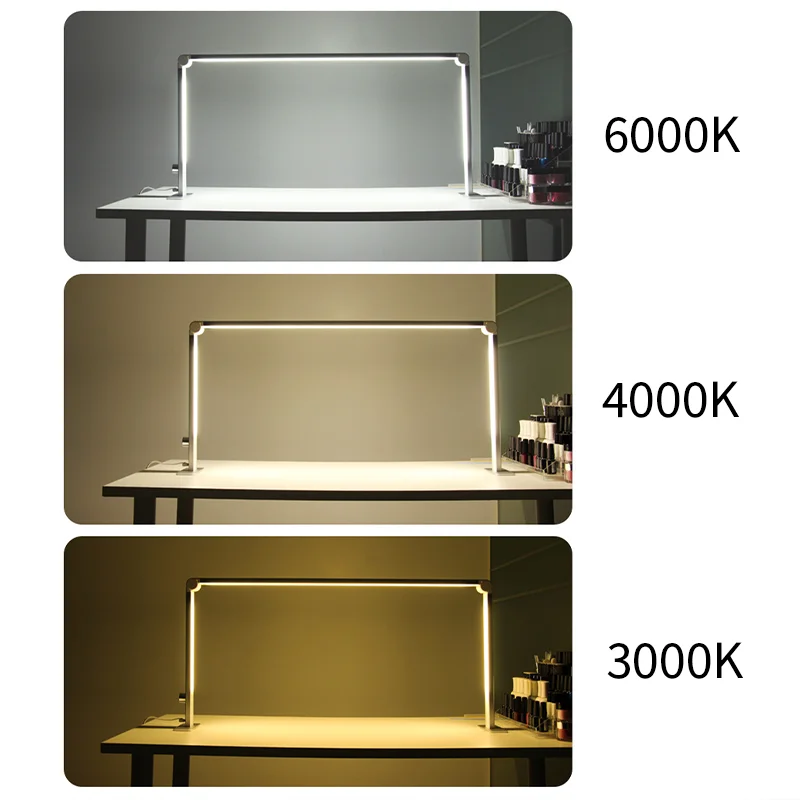 Halve maan LED-lamp, 3000K-6000K Halve maan LED-tafellamp, verstelbare helderheid Halve maan nagel bureaulamp met telefoonhouder, desktop nagel