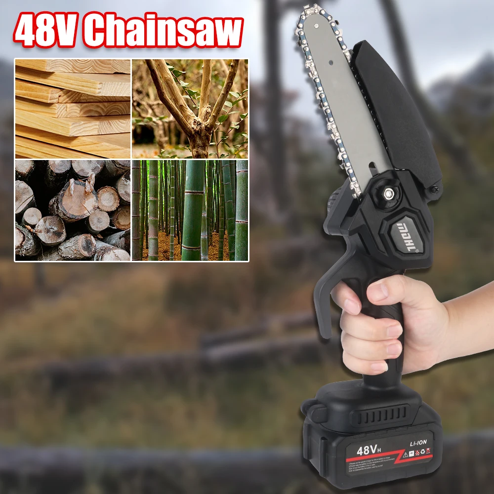 

Mini Electric Pruning Saws Brushless Chain Saw 4/6 Inch Electric Chainsaw For Wood Tree Branch Woodworking Cordless Handheld 48V