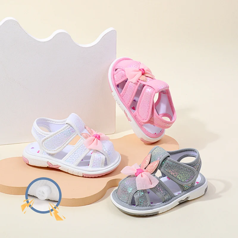 Baby Squeaky Shoes Summer Sandal High Quality Funny Toddler Sound Prewalking Sneaker Cute Butterfly-Bowknot for Kid Girls MY2401 3