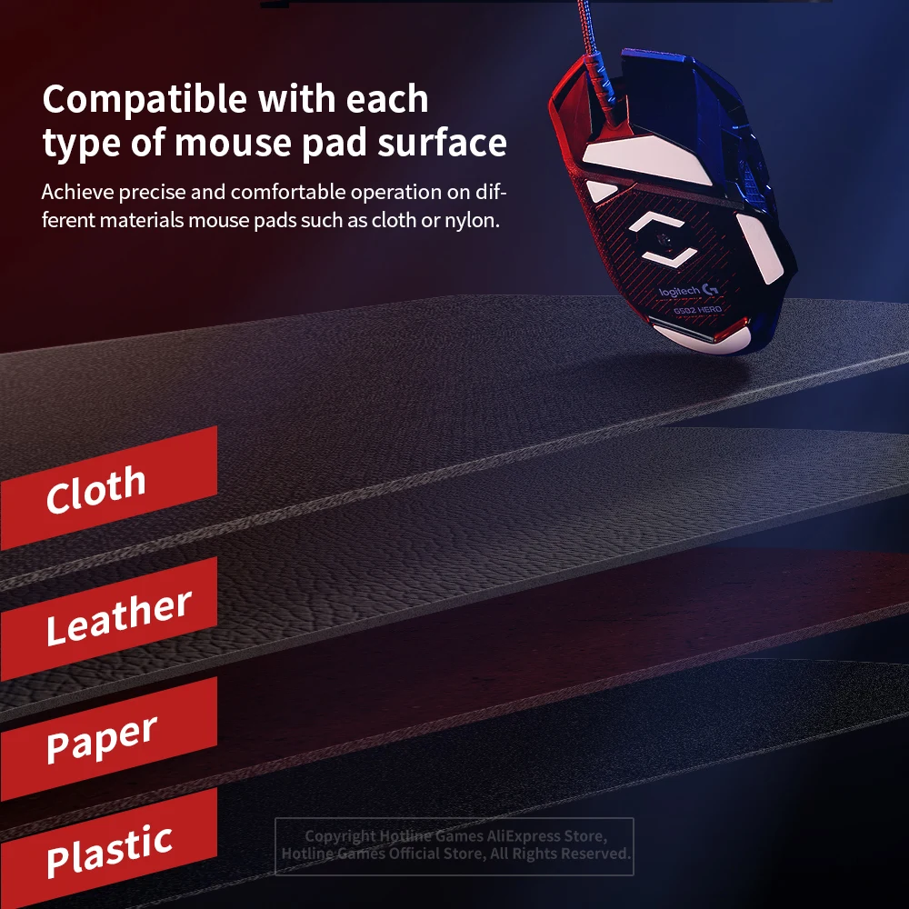 hotline jogos mais arredondado curvado bordas mouse patins para logitech com fio jogos mouse pés almofada substituição