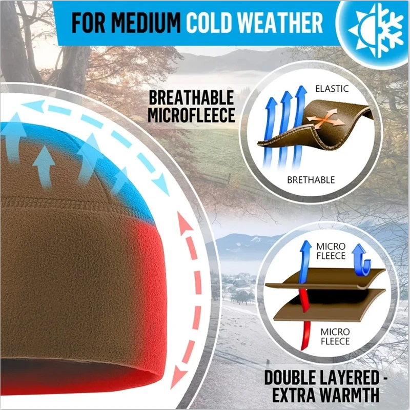 Warm Winter Hat Windproof Thermal Cycling Running Hiking Polar Fleece Cap Motocycle Helmet Liner Women Men Elastic Beanie Hat