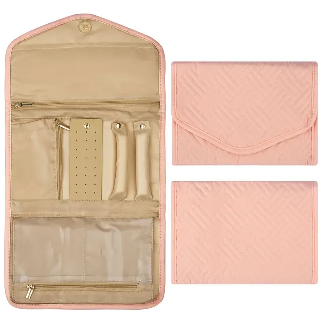 Tekercs Összecsukható Ékszer Tok Utazási Szervező Hordozható Utazás Fülbevalók Gyűrűk Gyémánt Nyakláncok Bross Tárolózsák