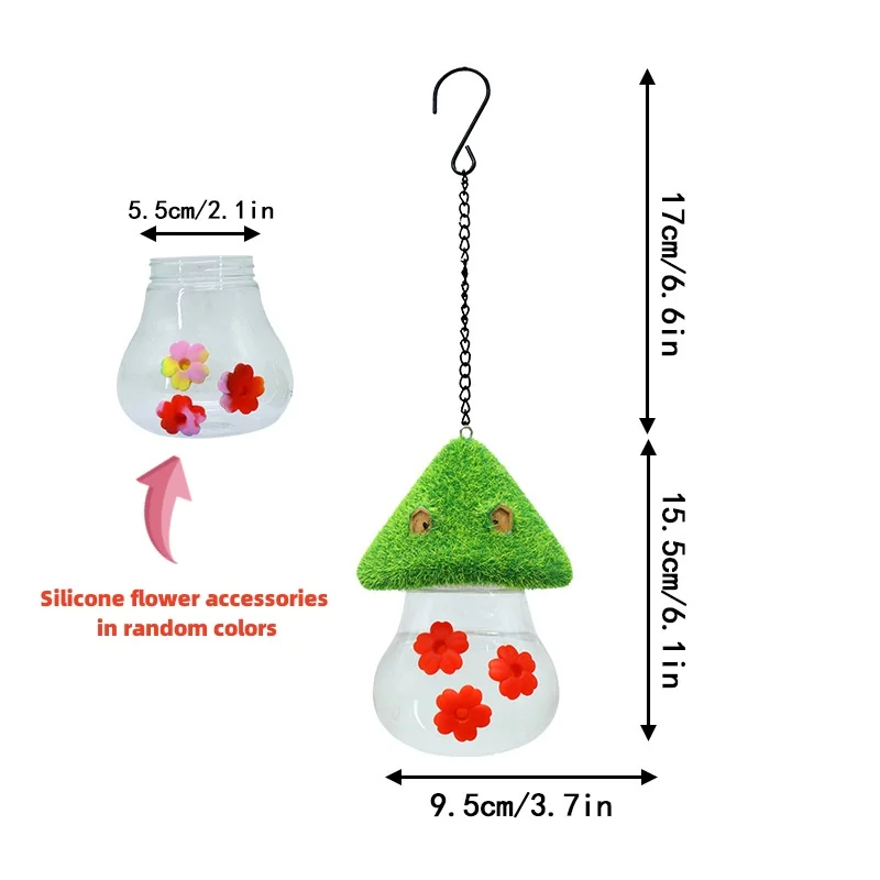 Hummingbird Water Feeders Outdoors Hanging Decorated With Water Spout Bird Dispenser Mushroom Shape Feeder Outside
