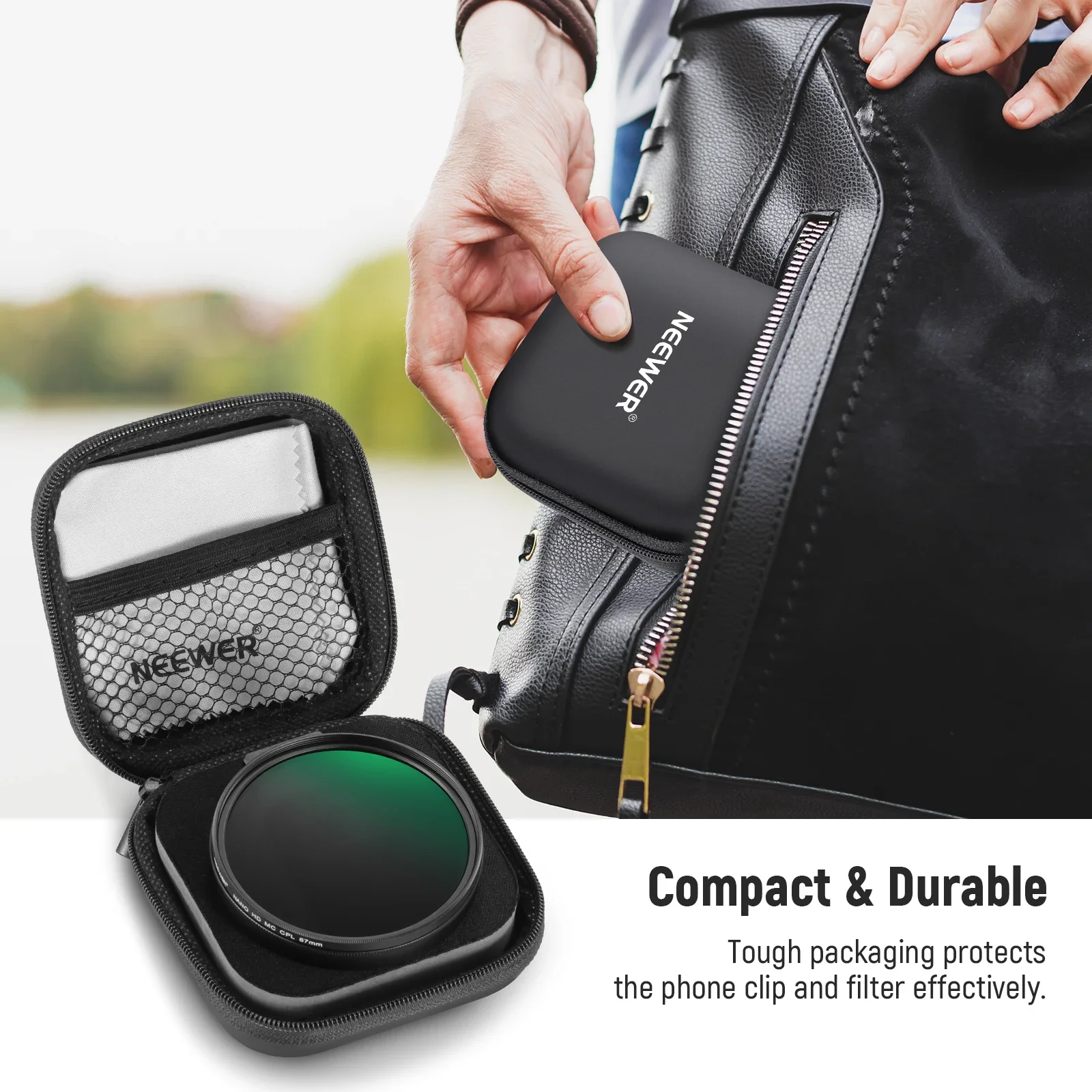 FL-27 67mm CPL Filter for Cell Phone Camera Lens with Metal Cold Shoe Phone Clip