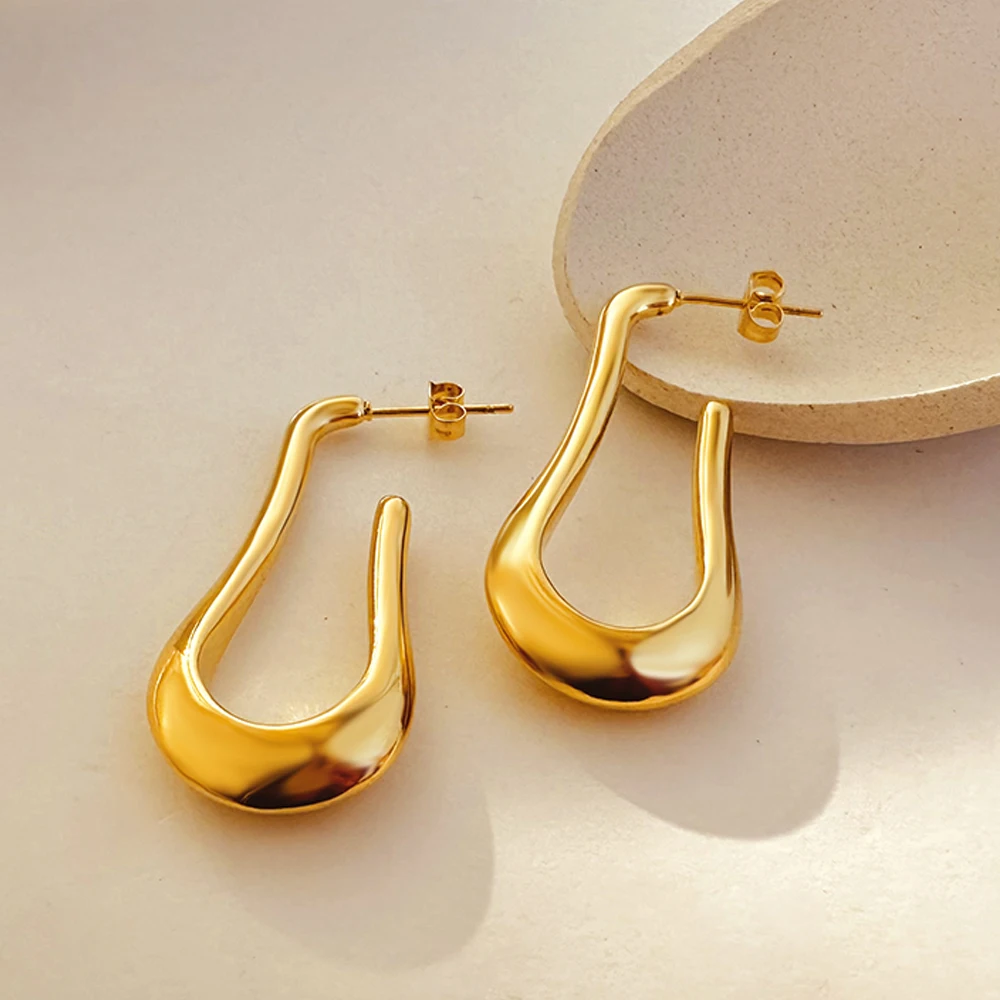 Creative Hollow Irregular Earrings for Women Gold Plated Stainless Steel Geometric Statement Earring Beach Party Jewelry Gifts