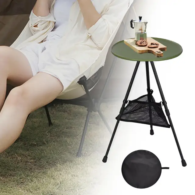 접이식 피크닉 테이블, 휴대용 차 커피 테이블, 접이식 캠핑 테이블, 삼각대 포함, 야외 원형 테이블, 정원 하이킹, 바베큐용