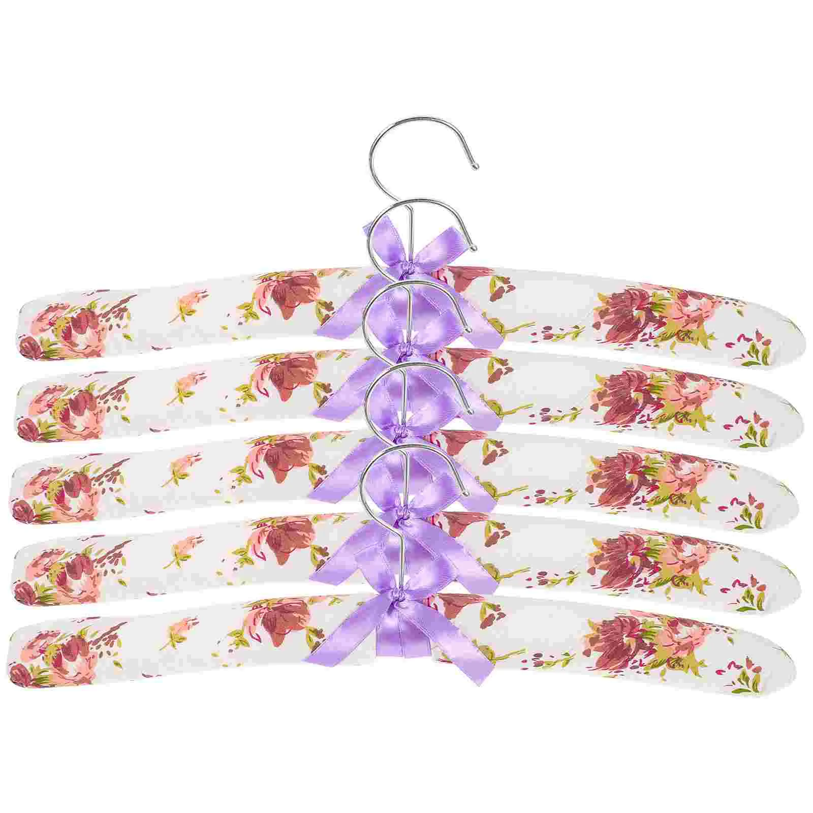 

5 Pcs Cloth Floral Hanger Padded Suit Racks Clothes Hangers Sponge Trouser Home Supplies Dress Wedding Shop Clothing