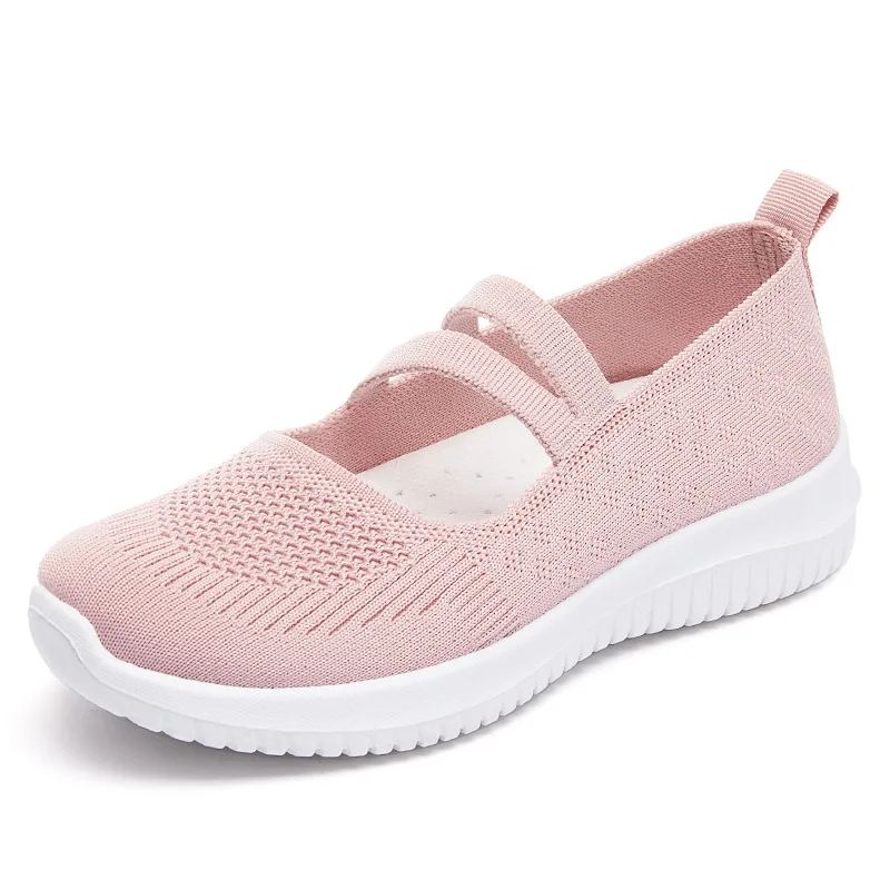 2023 New Women Spring Summer Flat Shoes Mesh Breathable Female Sneakers Ladies Vulcanized Shoes Outdoor Mom Walking Shoes Loafer