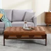 47.75" Leather Ottoman Coffee Table, Tufted Upholstered Cocktail Ottoman, Large Footrest Ottoman Bench with Solid Wood Frame 3