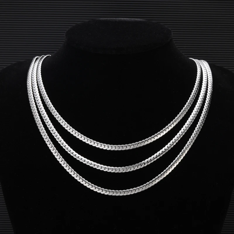 Gold Color 4mm Full Side Chain Necklace 17/19/21 Inch Chains Ladies Men's  Stainless Steel Embossing Choker Fine Wedding Jewelry - AliExpress