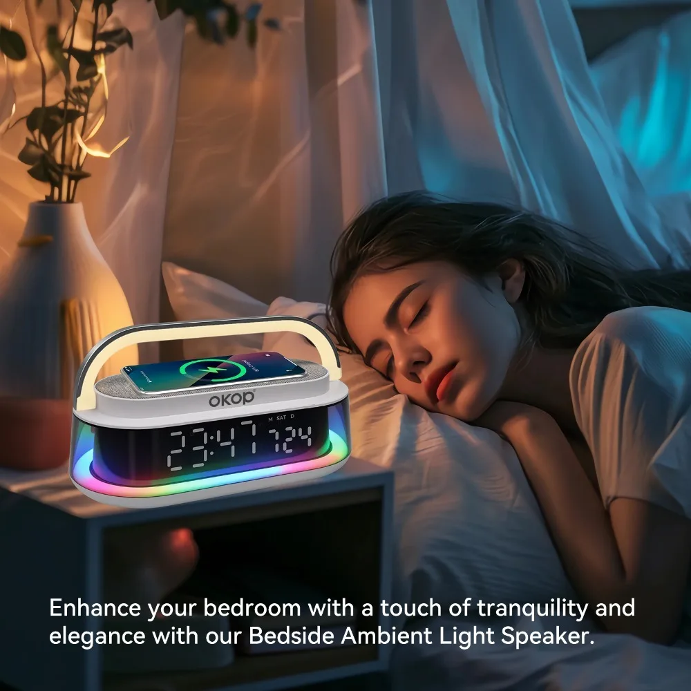 Bluetooth Lautsprecher Mit Kabellosem Ladegerät Und Wecker Rgb_voghion.com