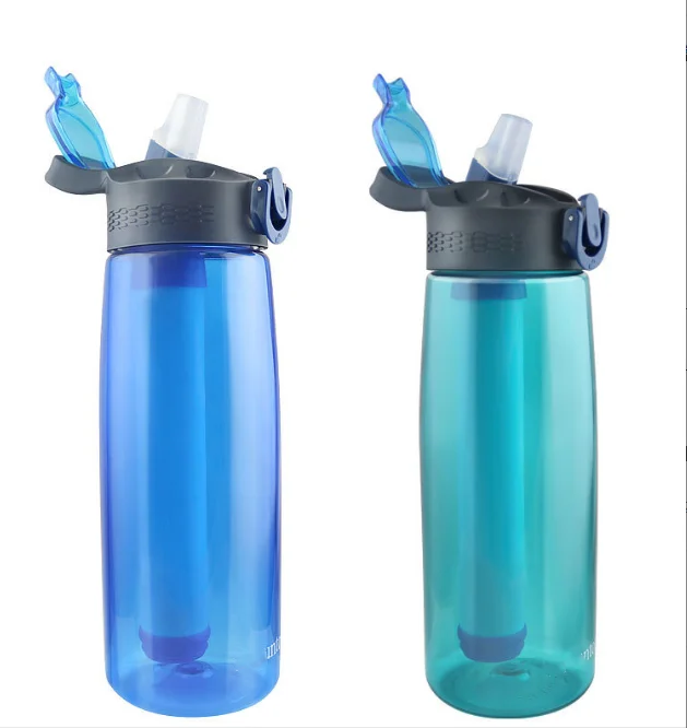 650L outdoor water purification bottle outdoor survival emergency drinking water filter cup hiking camping purifier(2pcs)