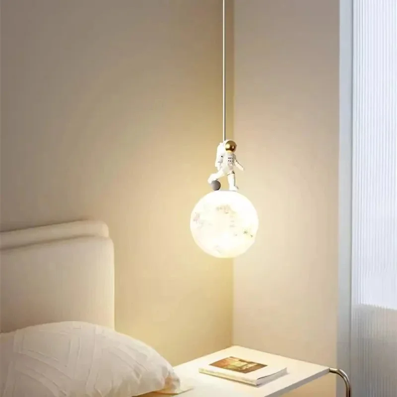Bedside Pendant Lights Minimalist Modern TV Background Wall Light Lunar Astronaut Children's Room Light Bedroom Small Lamp Decor
