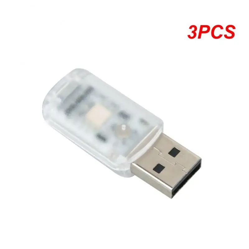 

3PCS Car Mini USB LED Light Touch Switch RGB Colorful Auto Interior Atmosphere Light Decoration PC Mobile Power Charging Small