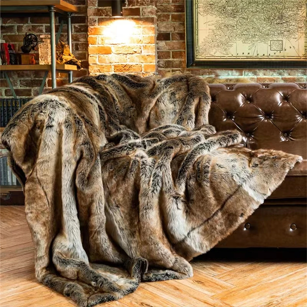 Coperte di lusso in pelliccia sintetica letti invernali divano coperta  doppio strato soffice morbido caldo decorazioni per la casa coperta di  visone in pelliccia di volpe imitata