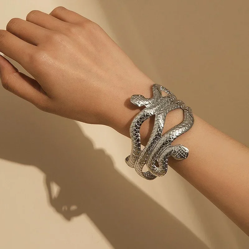Creative Snake Shape Bracelets Silver Plated Jewelry Personality Snake Arm Cuff Temperament Animal Opening Bangles Jewelry Gifts bangle bracelet snake bangle bracelet