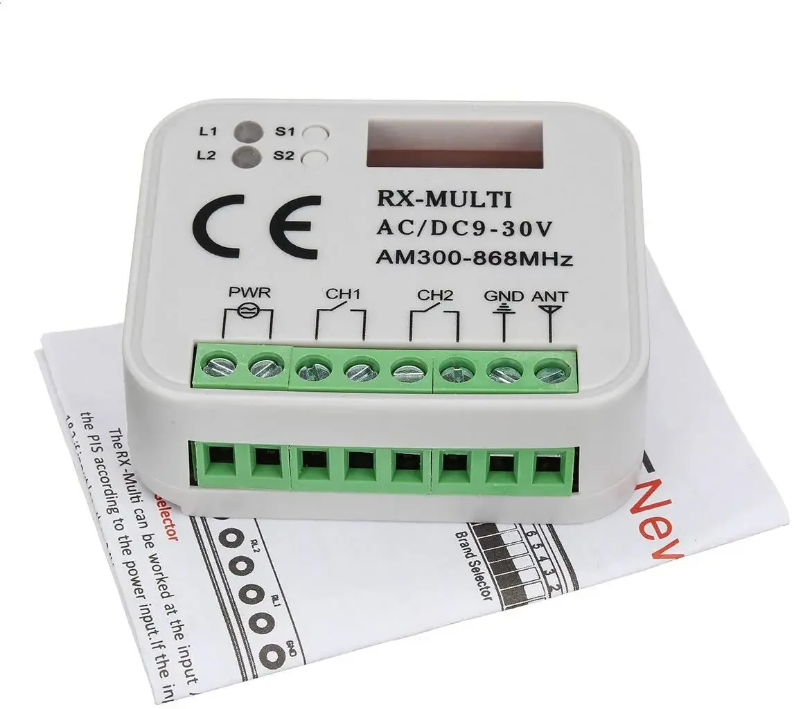 Universal RX Multi Frequency 300-868MHz Rolling and Fixed Code & Learning Code Garage Door Remote Control Receiver Controller 3