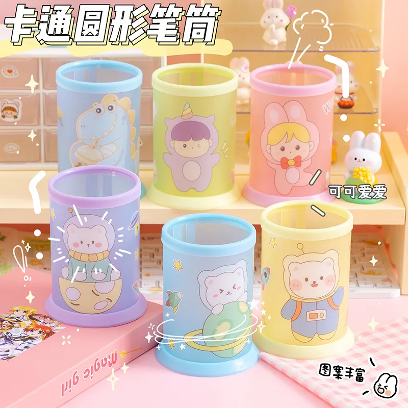

24 pcs/lot Creative Animal Girl Desktop Organizer Pen Holder Collapsible Pencil Holder Desk Accessories Office School Supply