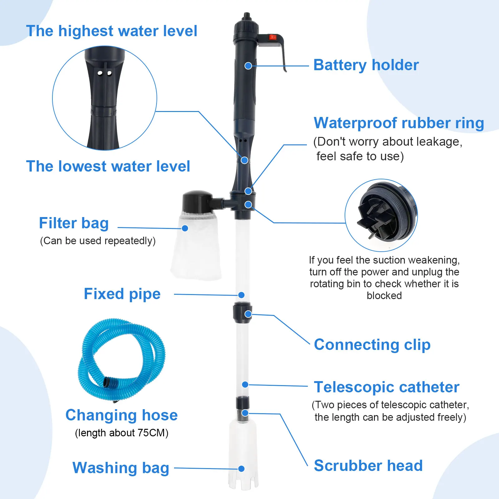Aquarium Vacuum Water Change Pump Siphon Gravel Cleaner