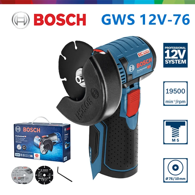 Bosch GWS 12V-76 76 mm Cordless Black