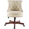 Sinclair Beige Upholstered Adjustable Office Chair in Cherry Wood Base 4