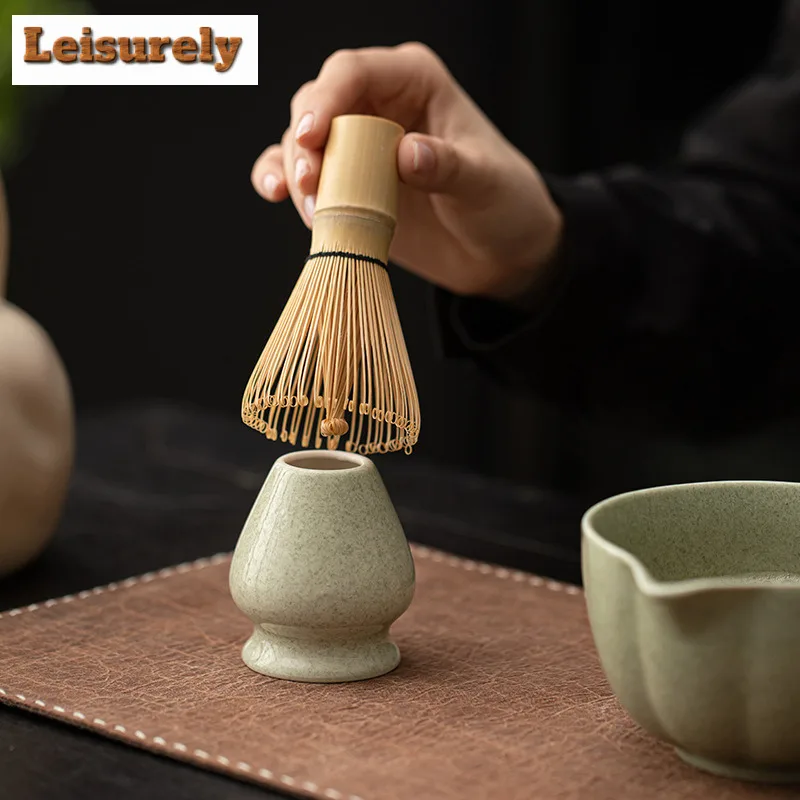 Japanese Matcha Green Imitation Song Tea Tool Set Ceramic Matcha Bowl Tea Stand Matcha Bree Matcha Bree Tea Set Accessories