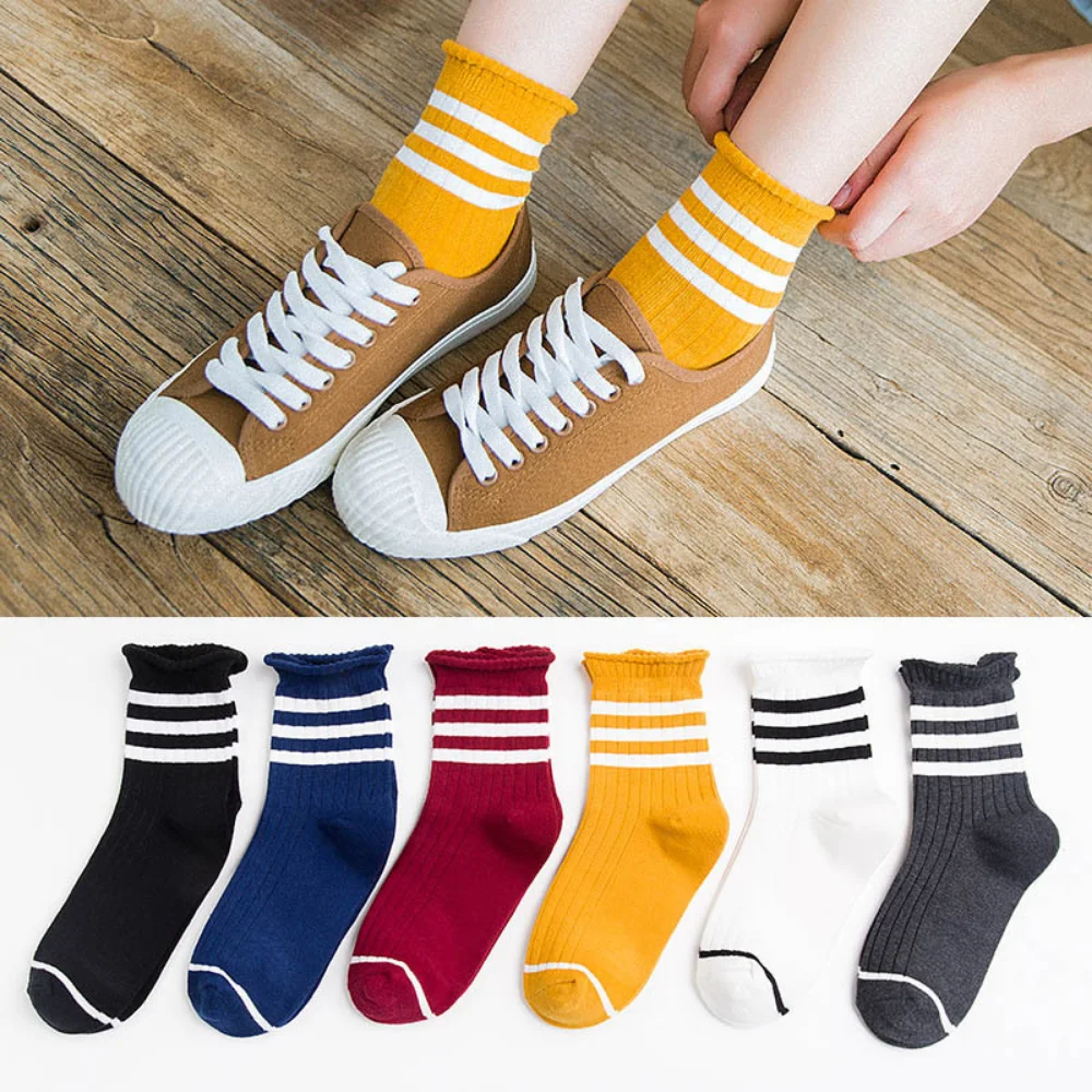 

Женские полосатые Повседневные носки, хлопковые дышащие забавные уличные модные носки унисекс стандартной толщины, 2023