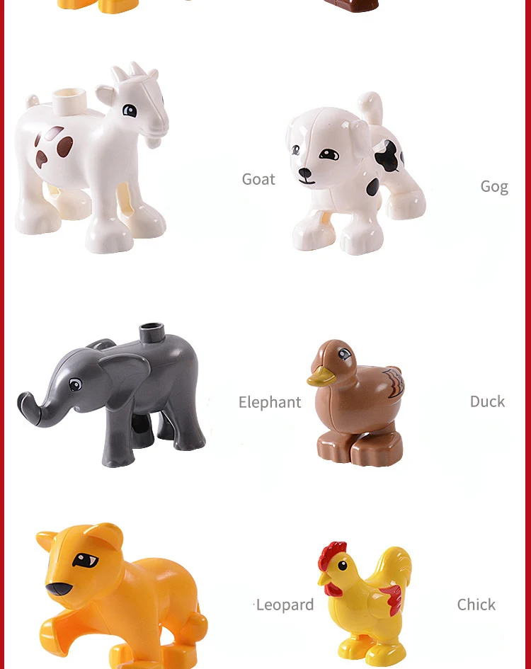 Moc Big Size Building Blocks 75 Styles Cat Dog Pig Rabbits Lion Whale Model Accessories Bricks Farm Zoo City Animals For Kid Toy wooden block puzzle