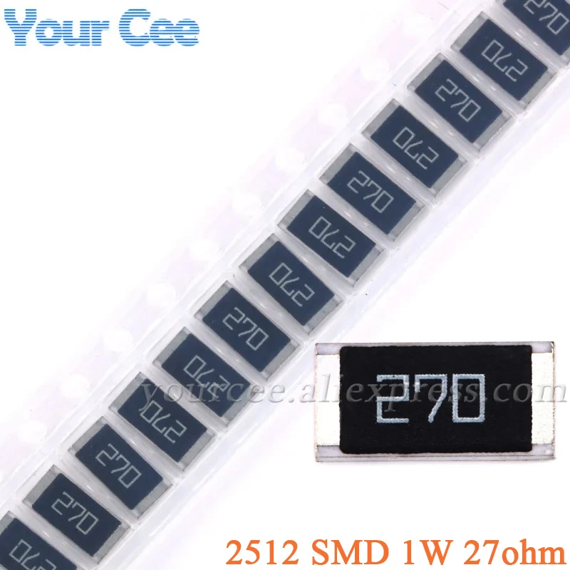 100PCS/10PCS 27ohm 2512 SMD Chip Resistor 27 ohm 27R 270 1W 5% Passive Components Resistance