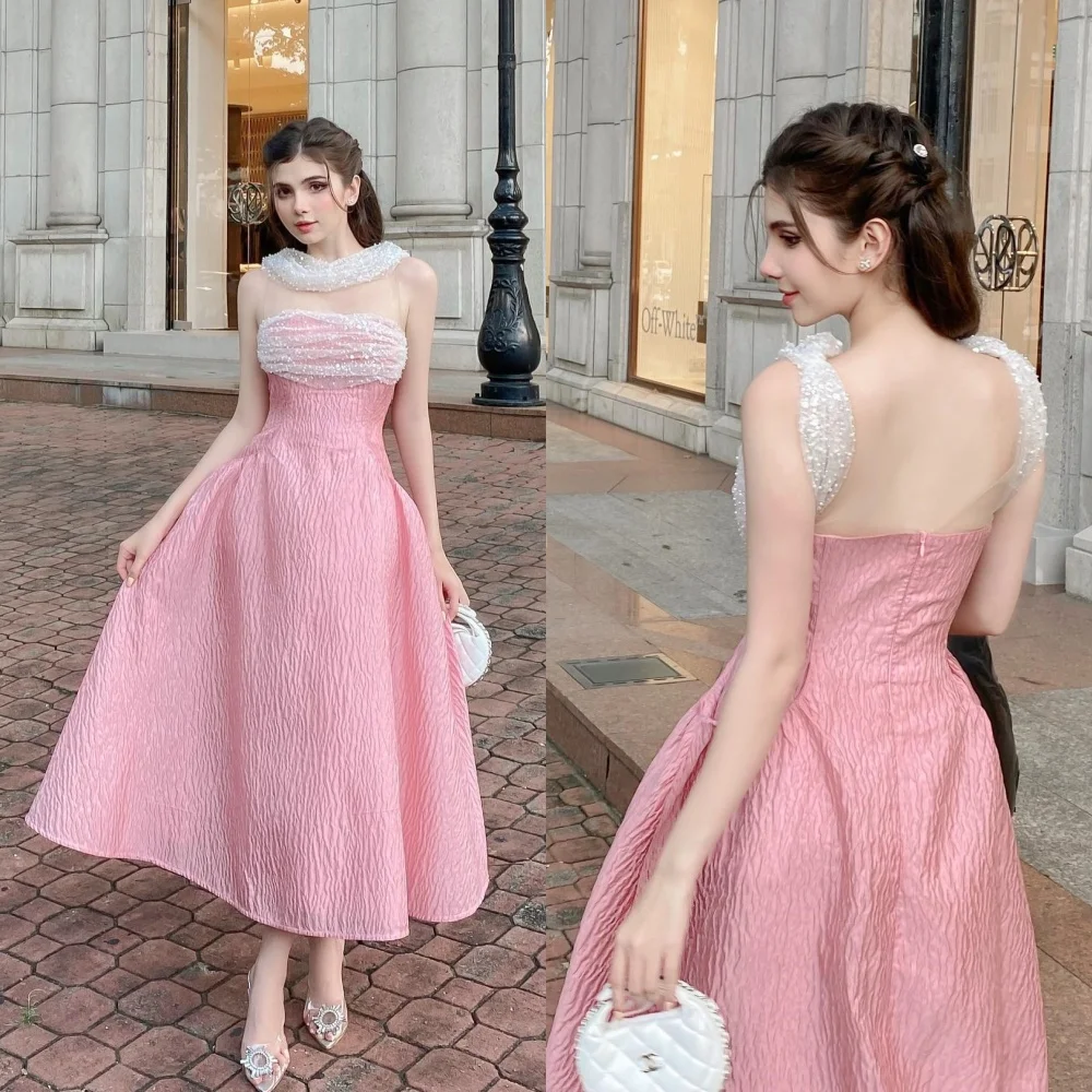 

Prom Dress Evening Jersey Draped Pleat Ruched Celebrity A-line O-Neck Bespoke Occasion Gown Midi DressesSaudi Arabia