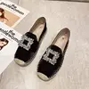 Luxury Silk Espadrille Moccasins Woman Big Square Crystal Buckle  Flat Shoes Ladies Brand Design Elegant Slip-on Fishman Shoes 4
