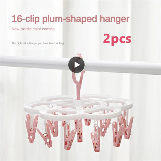 Hanger Windproof Plastic Rack Children Adults PP Clothes Dryer S Underwear 360 Angle Swivel Design 16 Clips Hanger Clips Hanger