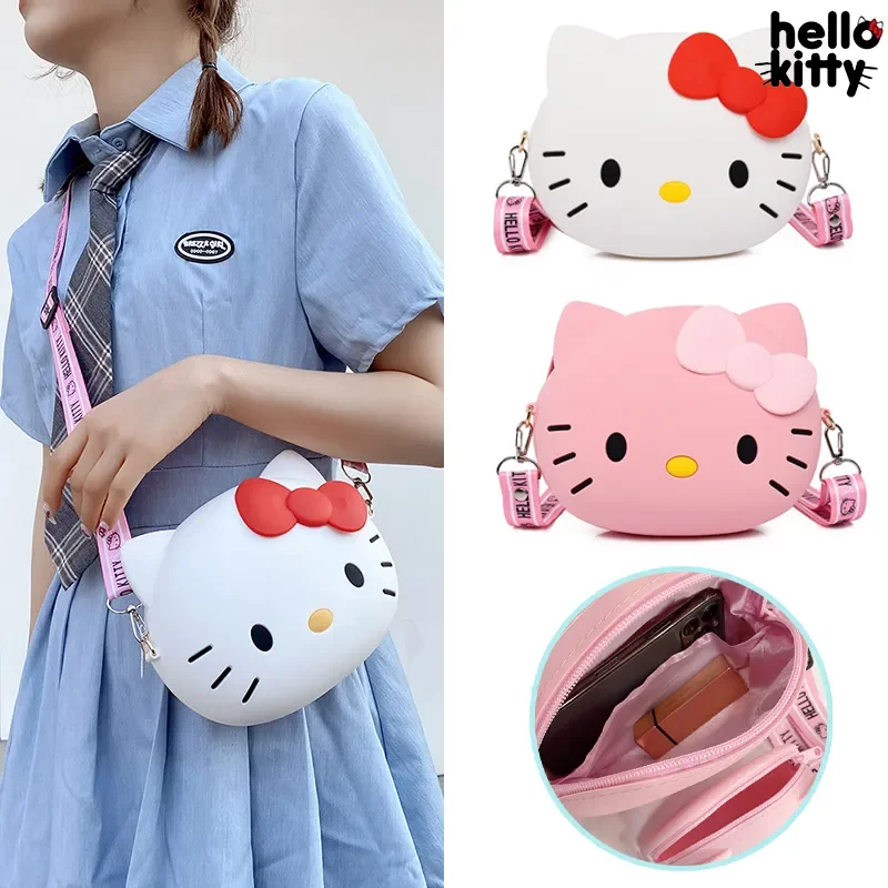 

Sanrio Hello Kitty Crossbody Bag for Women Kawaii Girls Messenger Bag Travel 3D Shoulder Bag Small Purse Phone Bag Holiday Gifts