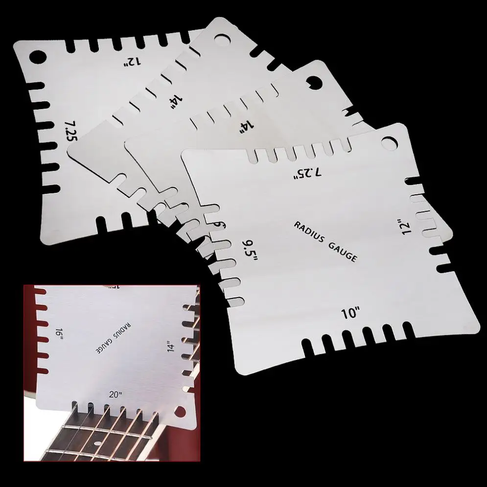 Guitar Notched Radius Gauges for Measuring Fingerboard Radius Guitar Neck Fretboard Ruler 4pcs guitar radius gauges