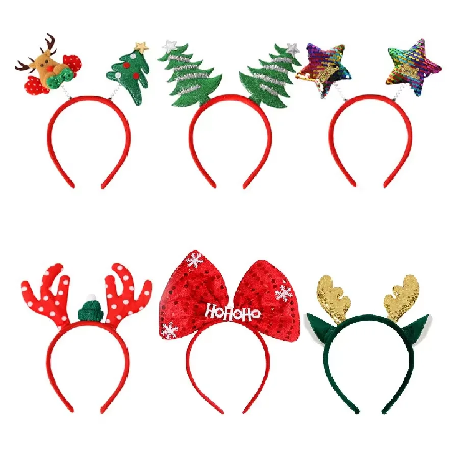 New Year Decorations Merry Christmas Decorations Home Elk Santa Claus Snowman Christmas Tree Headband Hair Ornaments hair headband hair accessories