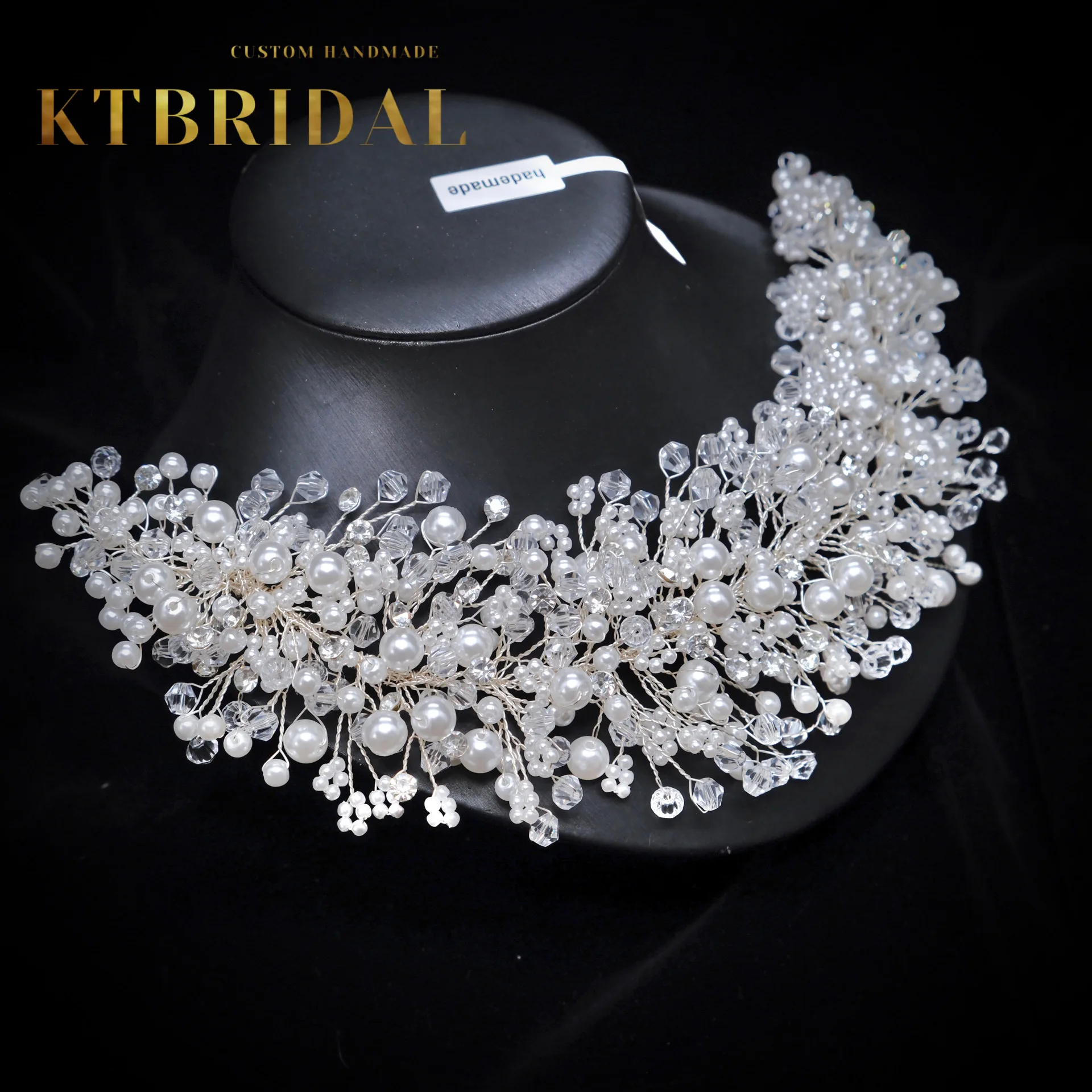 

Новинка KTBRIDAL тиара ручной работы свадебные головные уборы Хрустальный жемчуг Модная бижутерия женский подарок свадебные аксессуары
